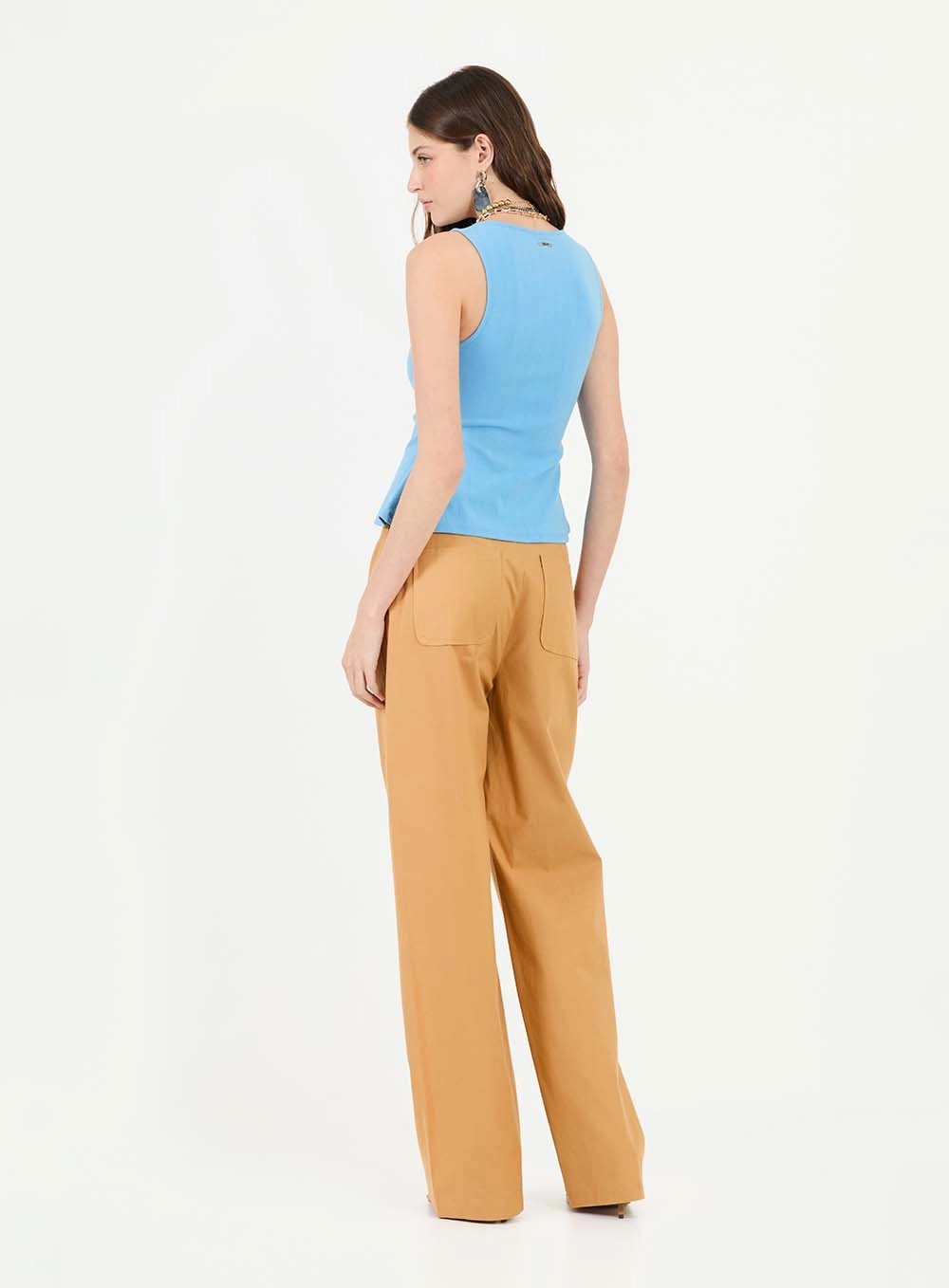Blusa Evasê Canelada Azul 4
