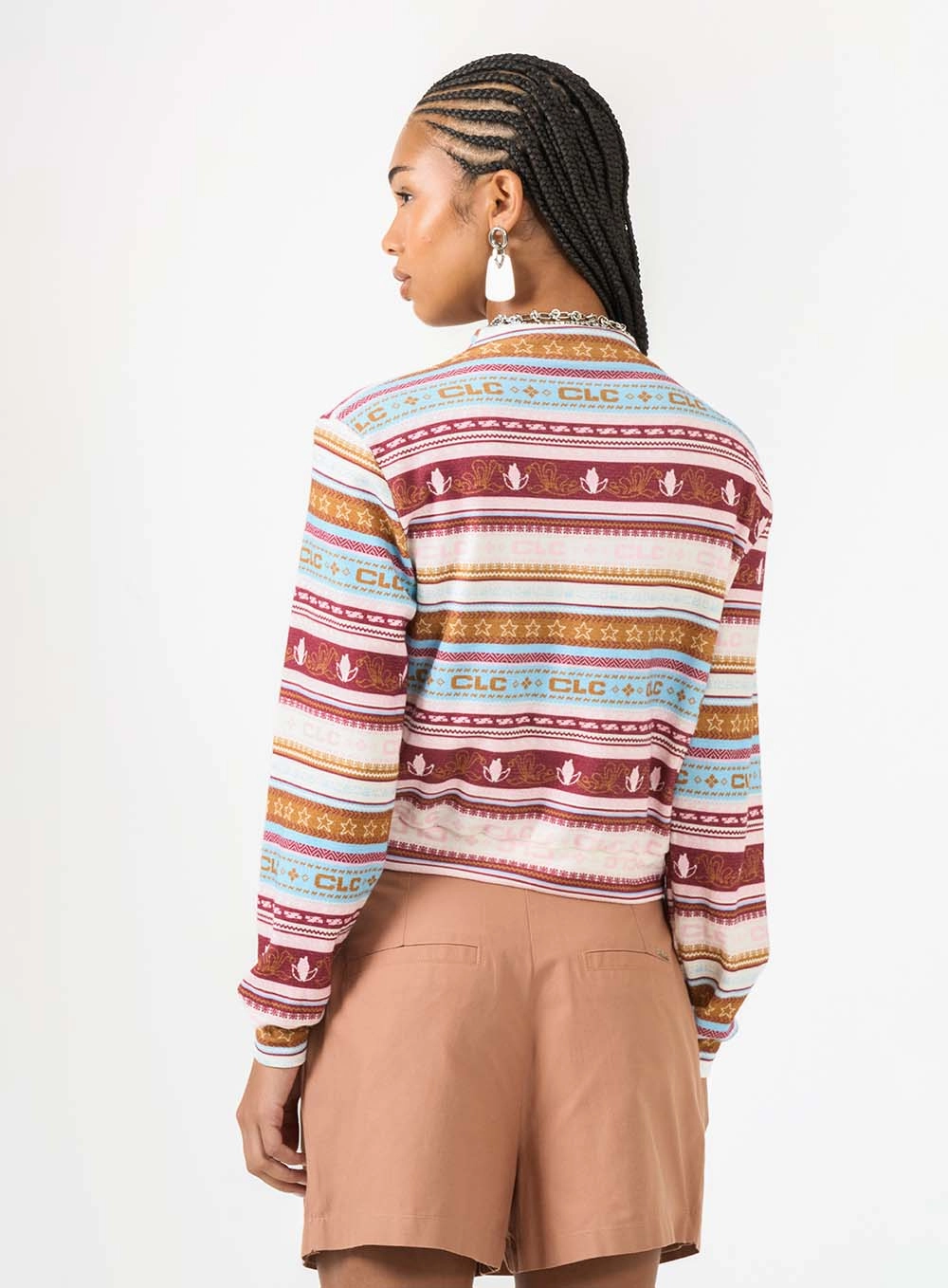 Blusa De Manga Longa Comfort Estampada Botão Ombro Estampados 2