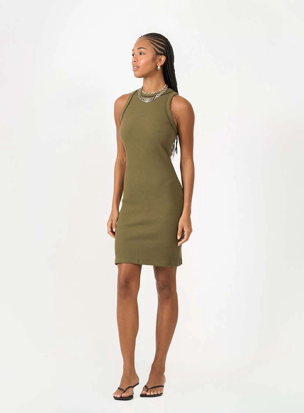 Vestido Slim Curto Canelado Verde 1