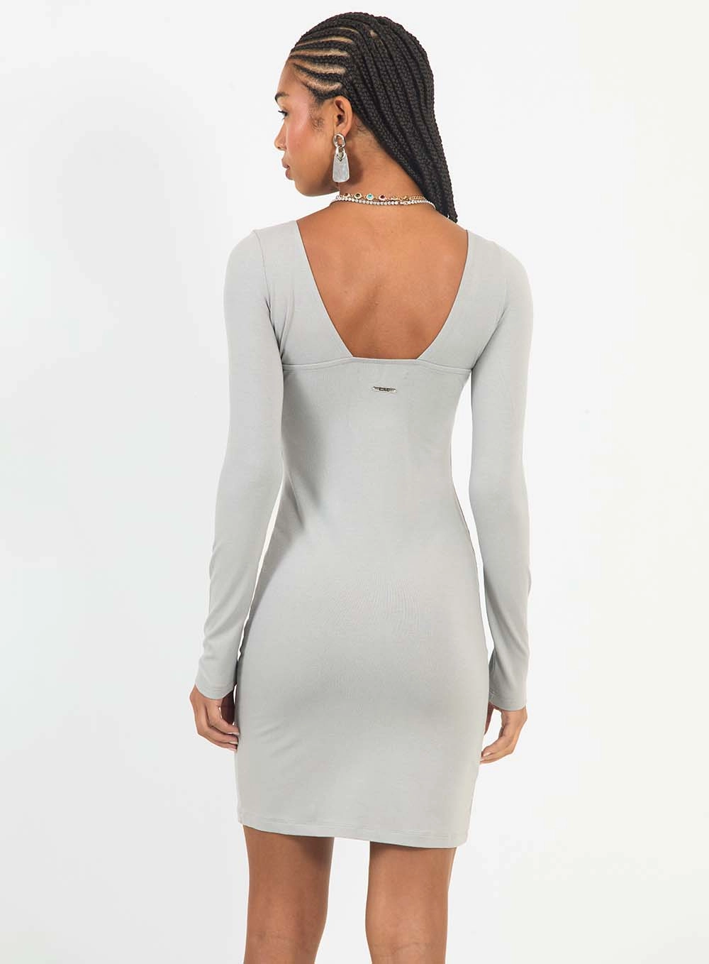 Vestido Curto Small Manga Longa Cinza 4