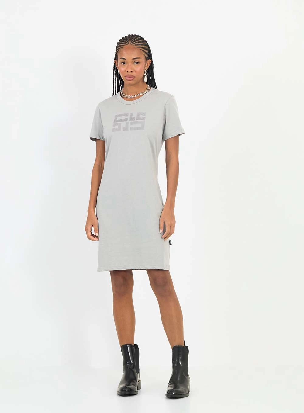 Vestido Curto Estilo T-shirt Dress Cinza 1