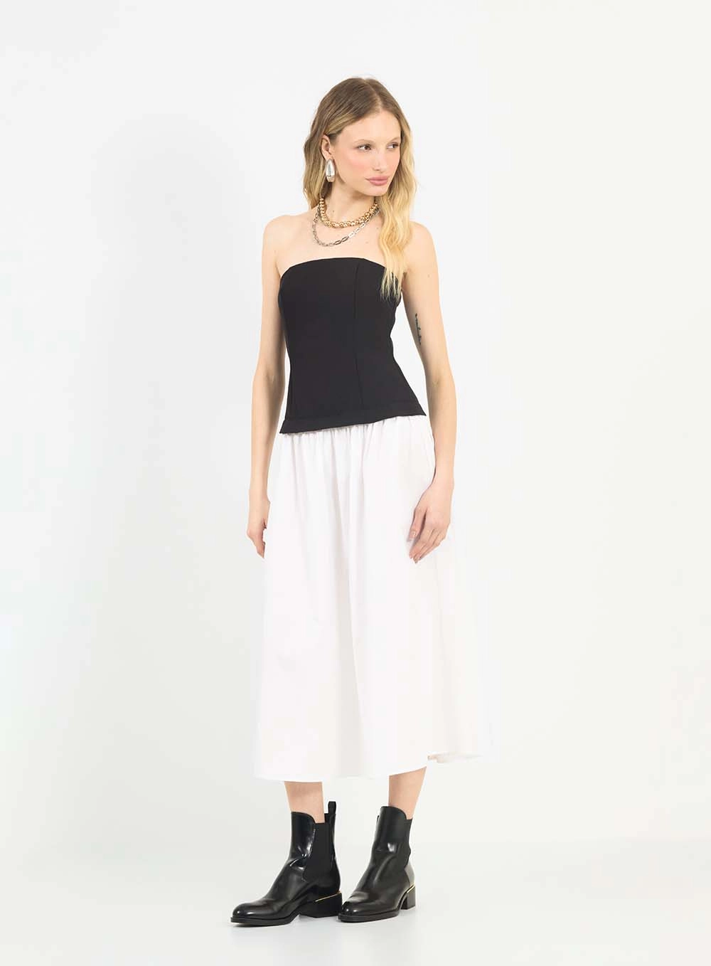 Vestido Midi Evasê Bicolor Estampados 1