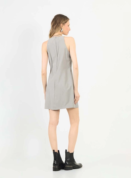 Vestido Curto Alfaiataria Com Metal