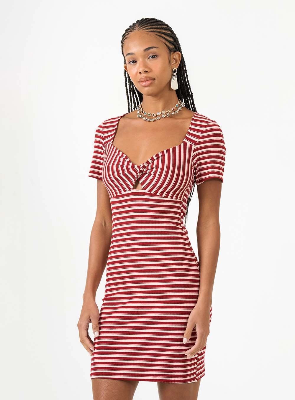 Vestido Curto Slim Canelado Estampado Estampados 3