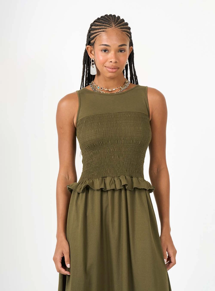 Vestido Midi Comfort Com Lastex Verde 3