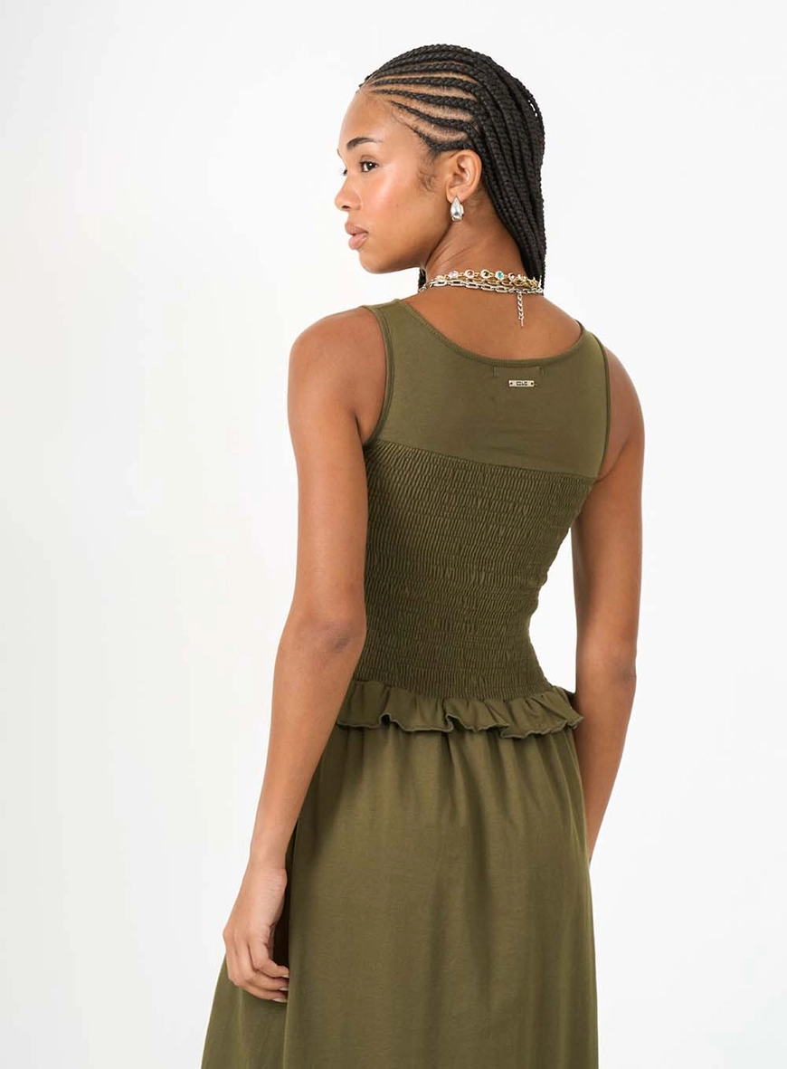 Vestido Midi Comfort Com Lastex Verde 4