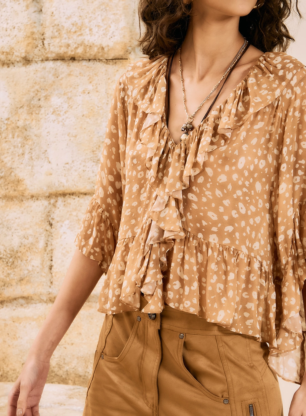 Blusa Fluída Com Babados Animal Print Estampados 2