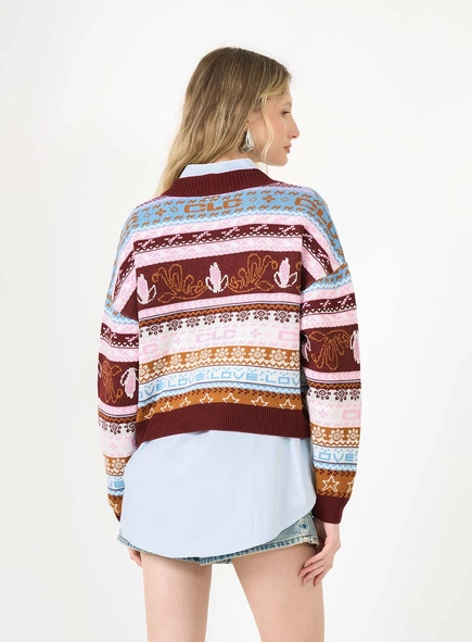 Cardigan Tricô Boy Estampado