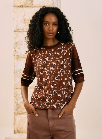 Blusa Estampada Com Transparência