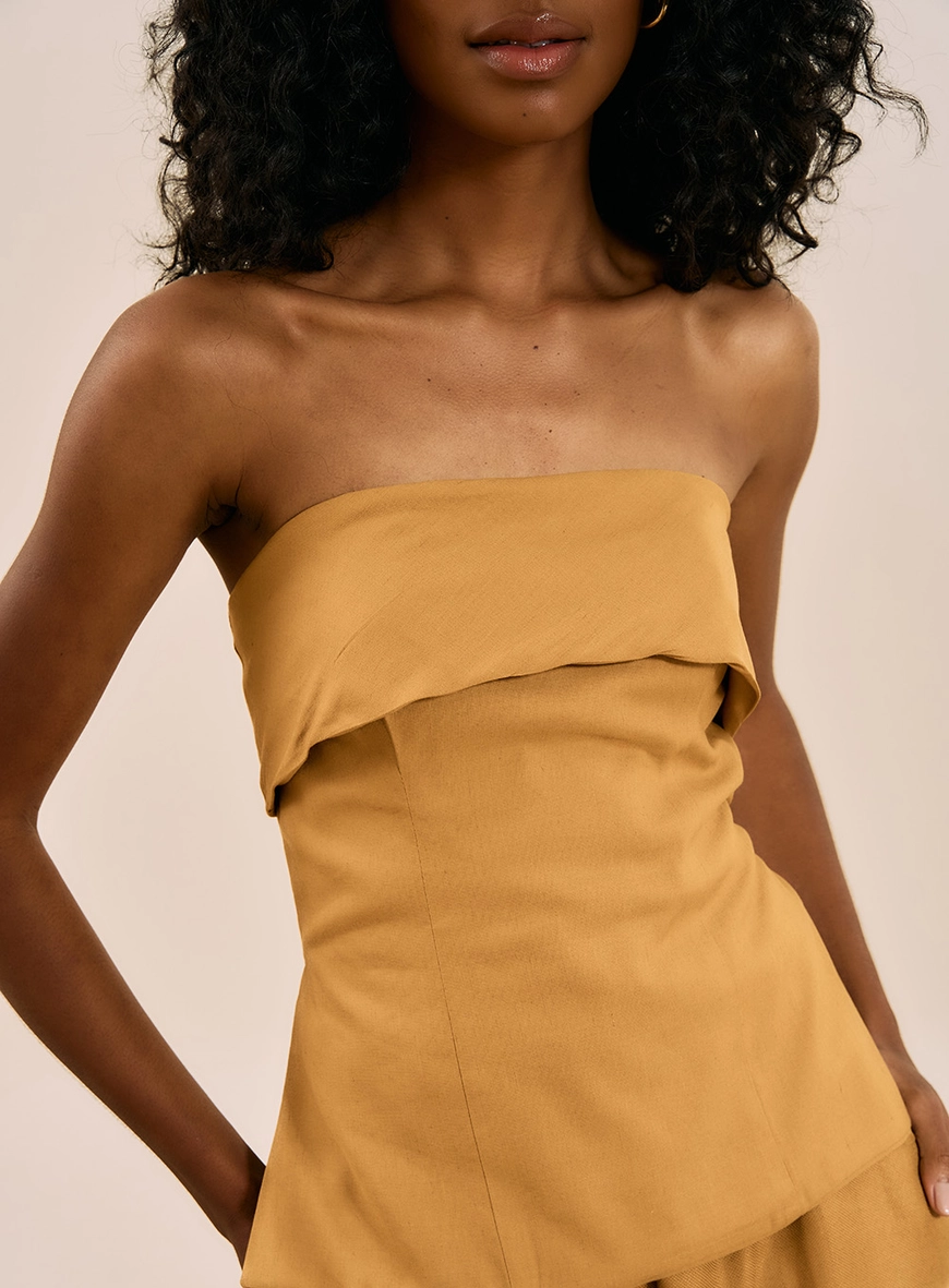 Blusa Tomara Que Caia Peplum Alfaiataria Amarelo 2