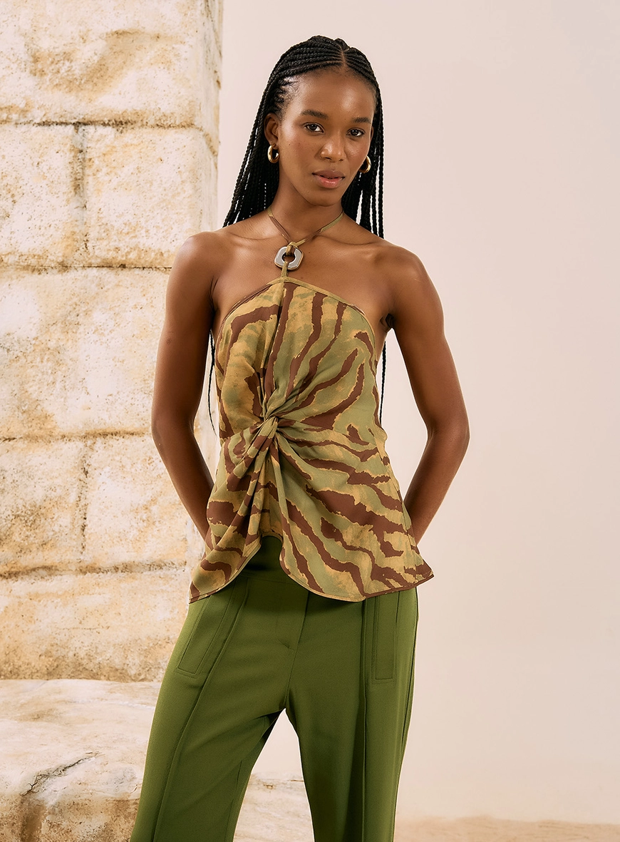 Blusa Halter Neck Tiger Print Estampas 1