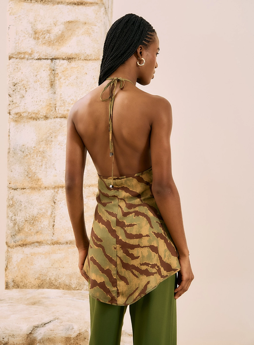 Blusa Halter Neck Tiger Print Estampas 3