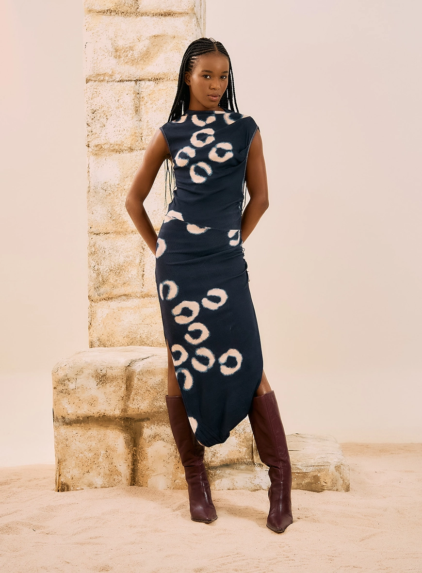 Vestido Midi Drapeado Estampado Estampas 1