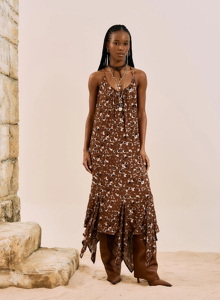 Vestido Mdi Assimétrico Estampado