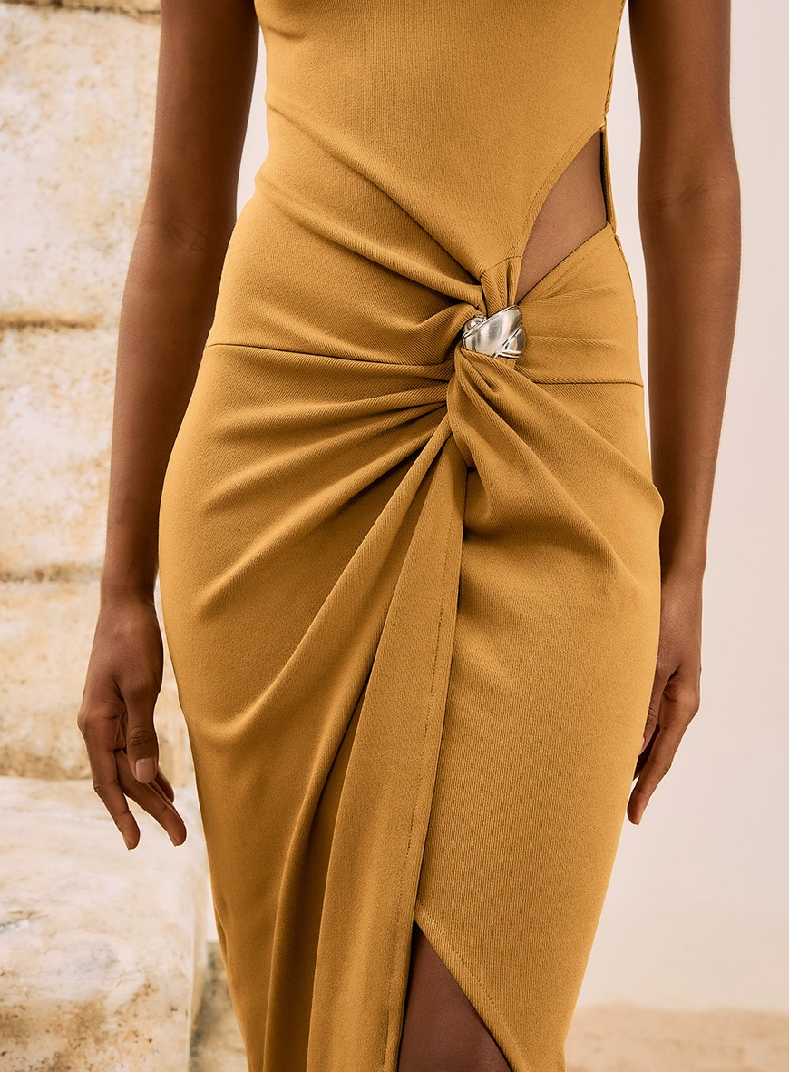 Vestido Midi Cut Out Amarelo 2