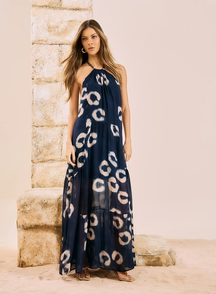 Vestido Longo Halter Neck Estampado