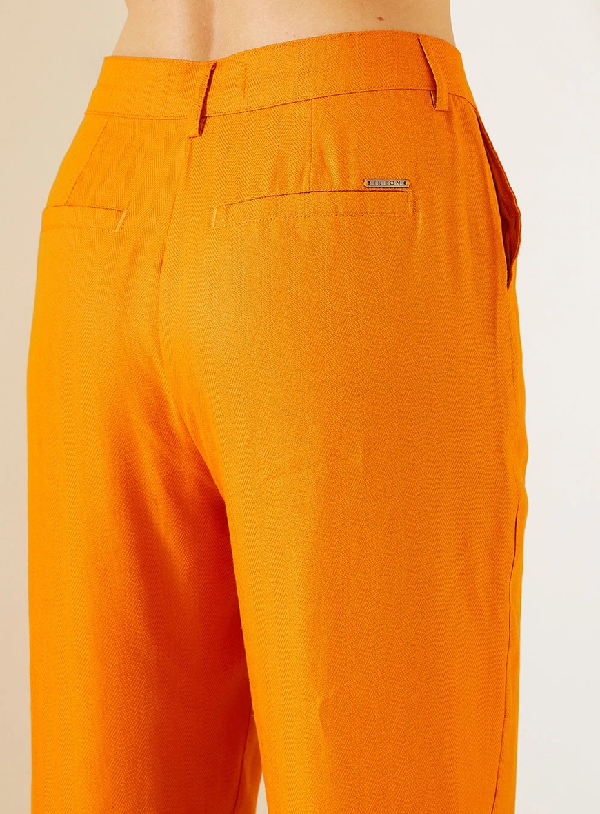 Calça Feminina Alfaiataria Reta Laranja 3