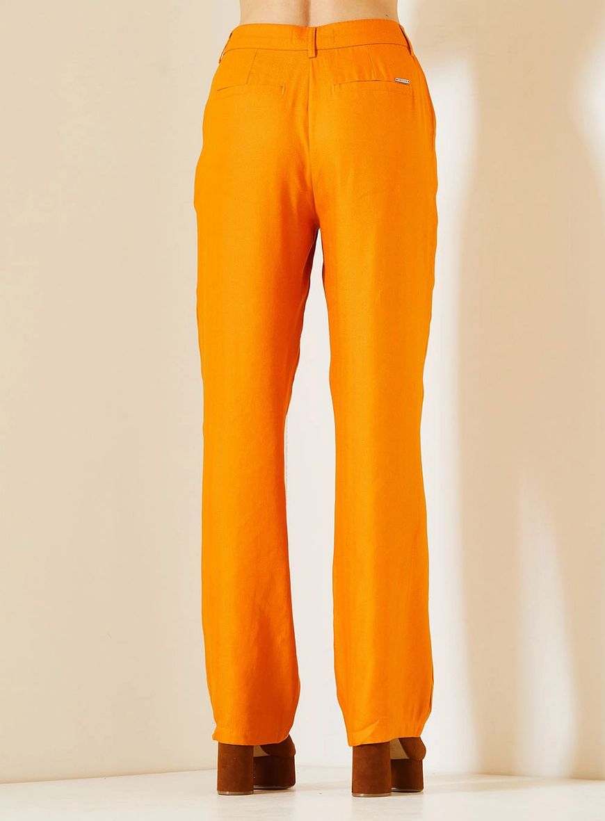 Calça Feminina Alfaiataria Reta Laranja 4