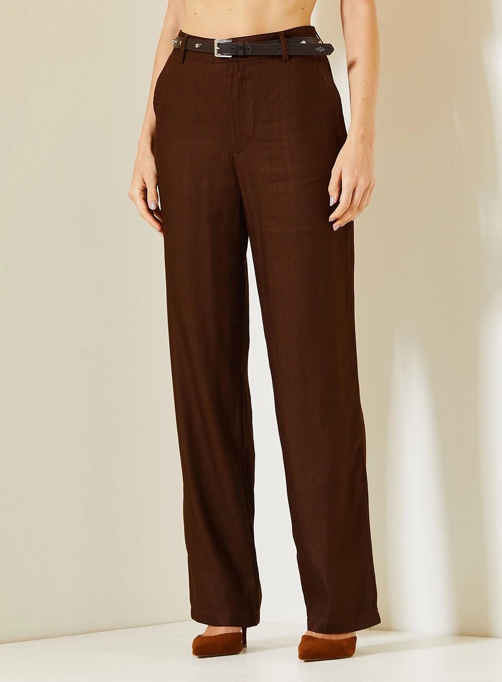 Calça Feminina Alfaiataria Reta Marrom 2