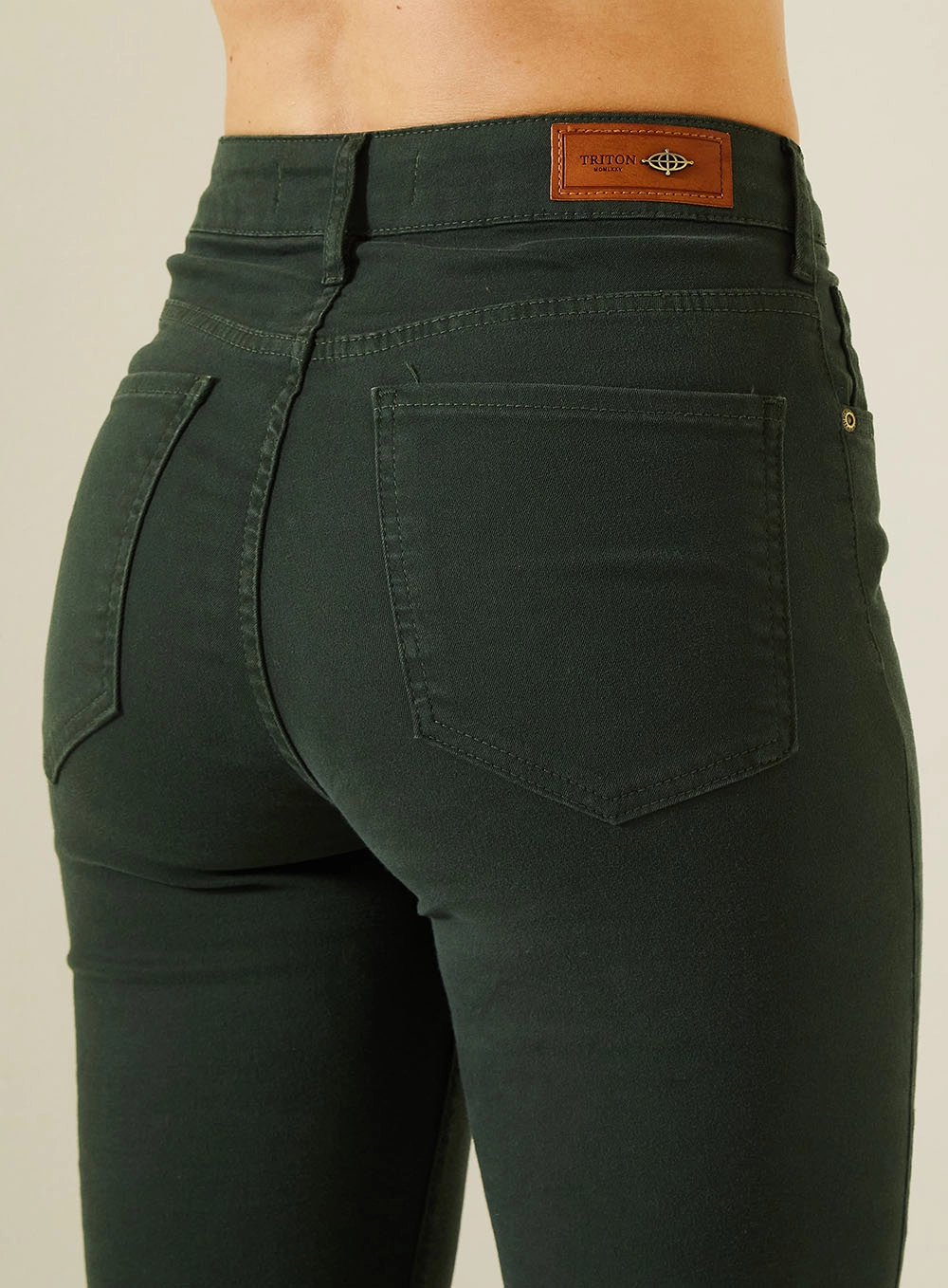 Calça Sarja Gisele Com Cintura Alta Verde 2
