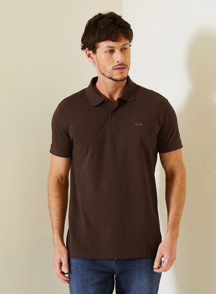 Polo Masculina Fit Com Logo Contrastante