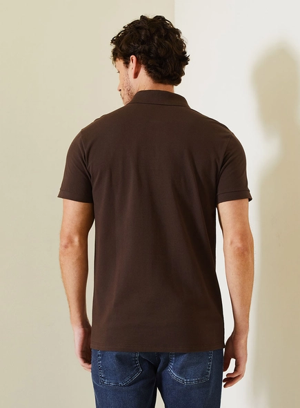Polo Masculina Fit Com Logo Contrastante