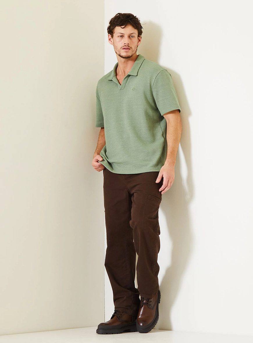 Polo Masculina Relaxed Com Textura Verde 3