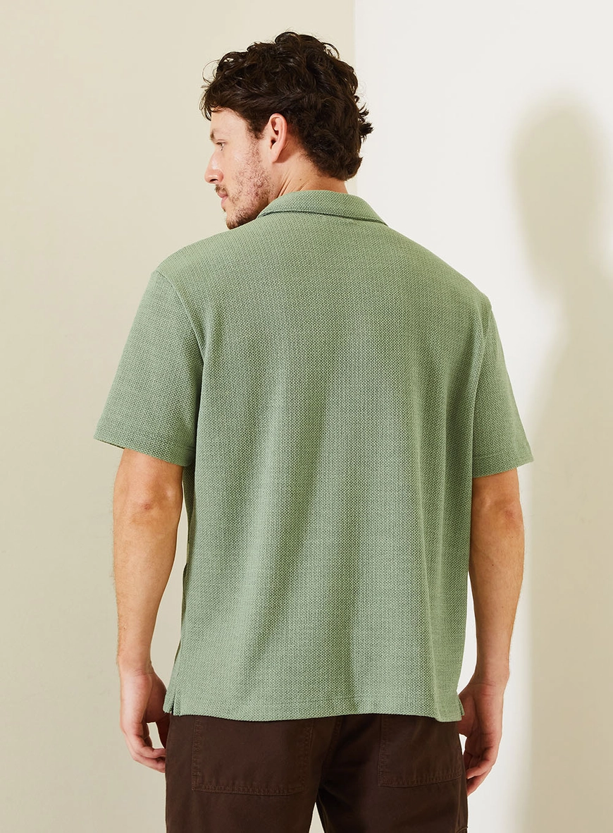Polo Masculina Relaxed Com Textura Verde 2