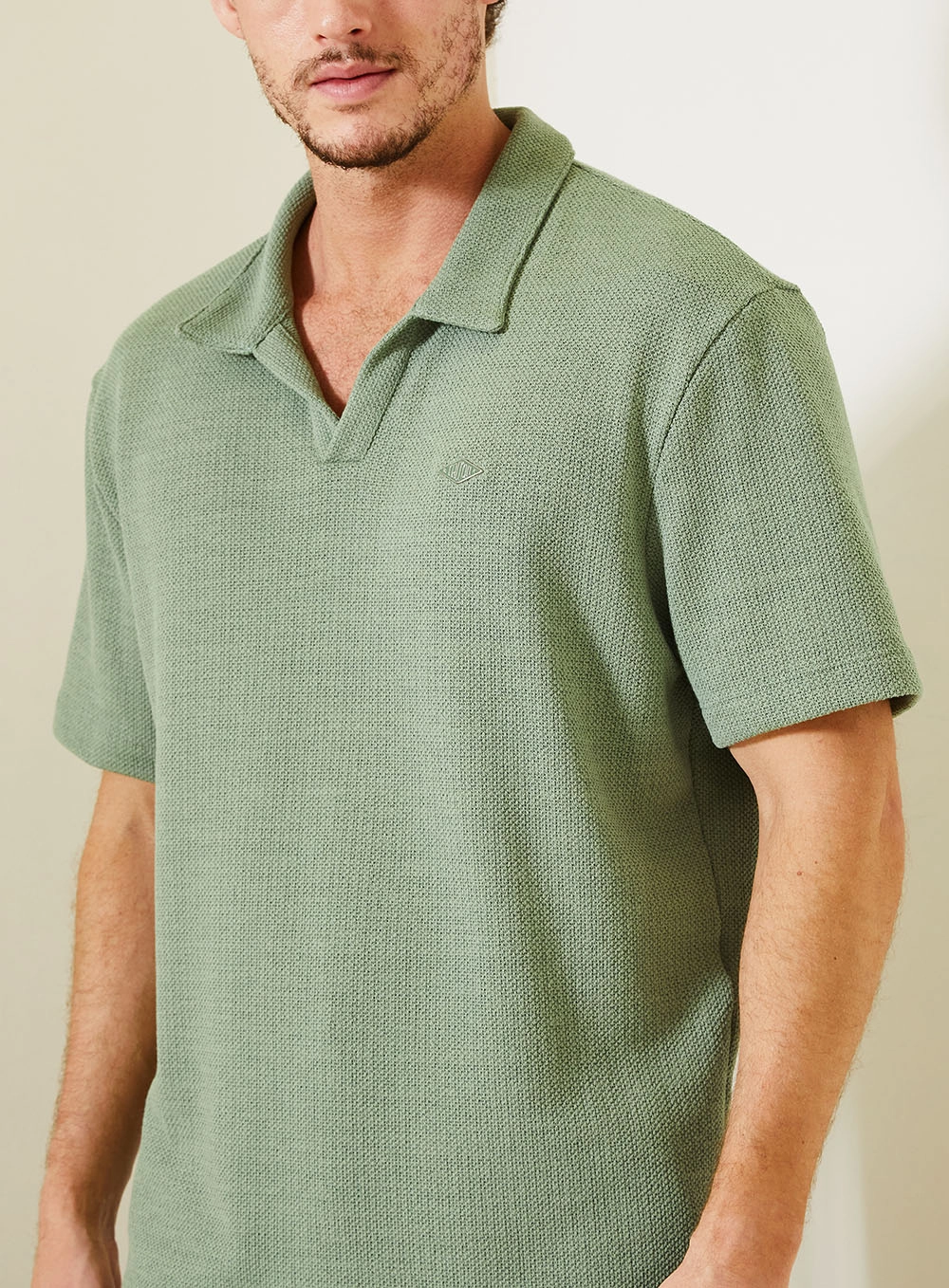 Polo Masculina Relaxed Com Textura Verde 4