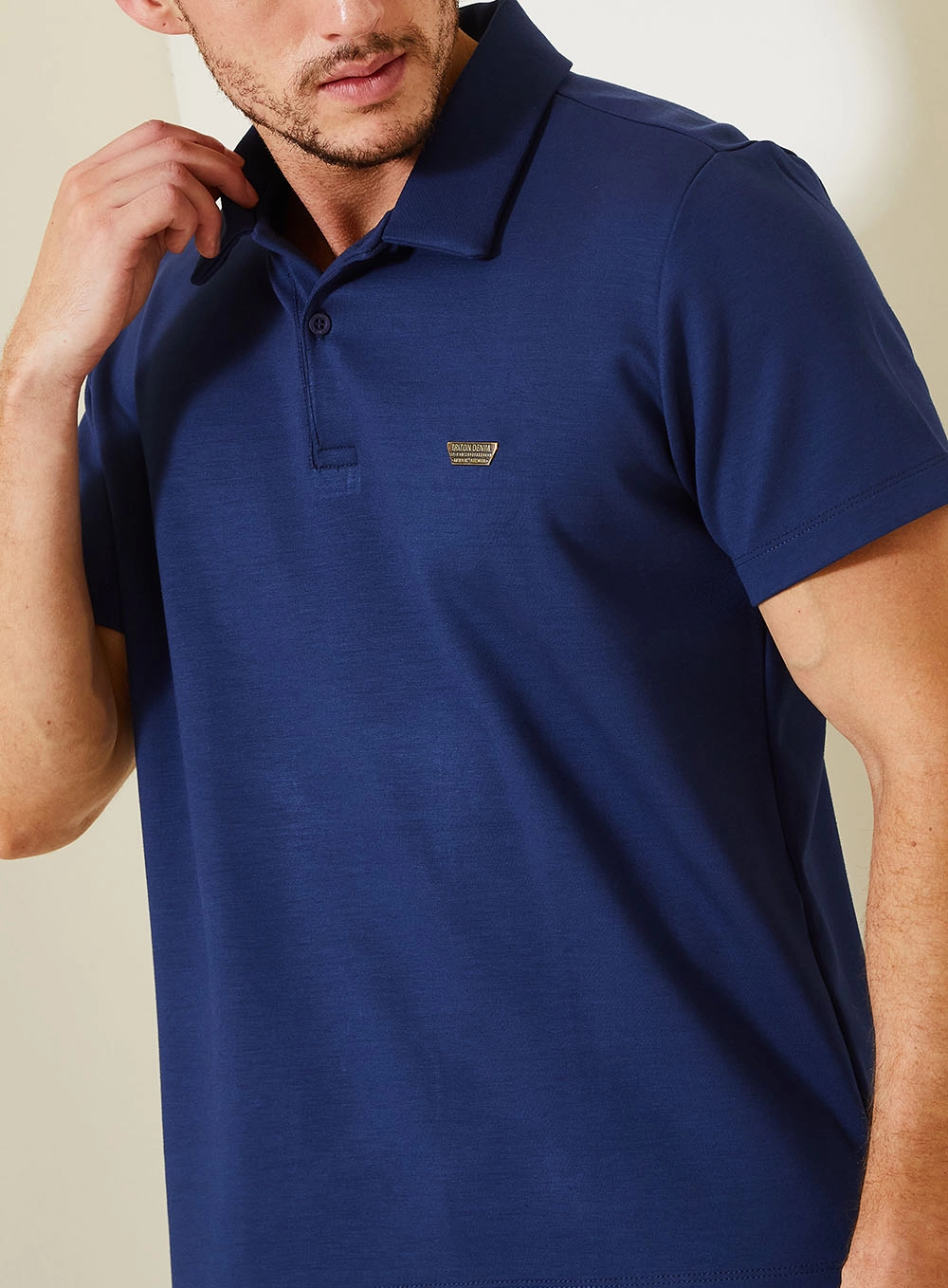 Polo Masculina New Com Detalhe Minimalista Azul 4