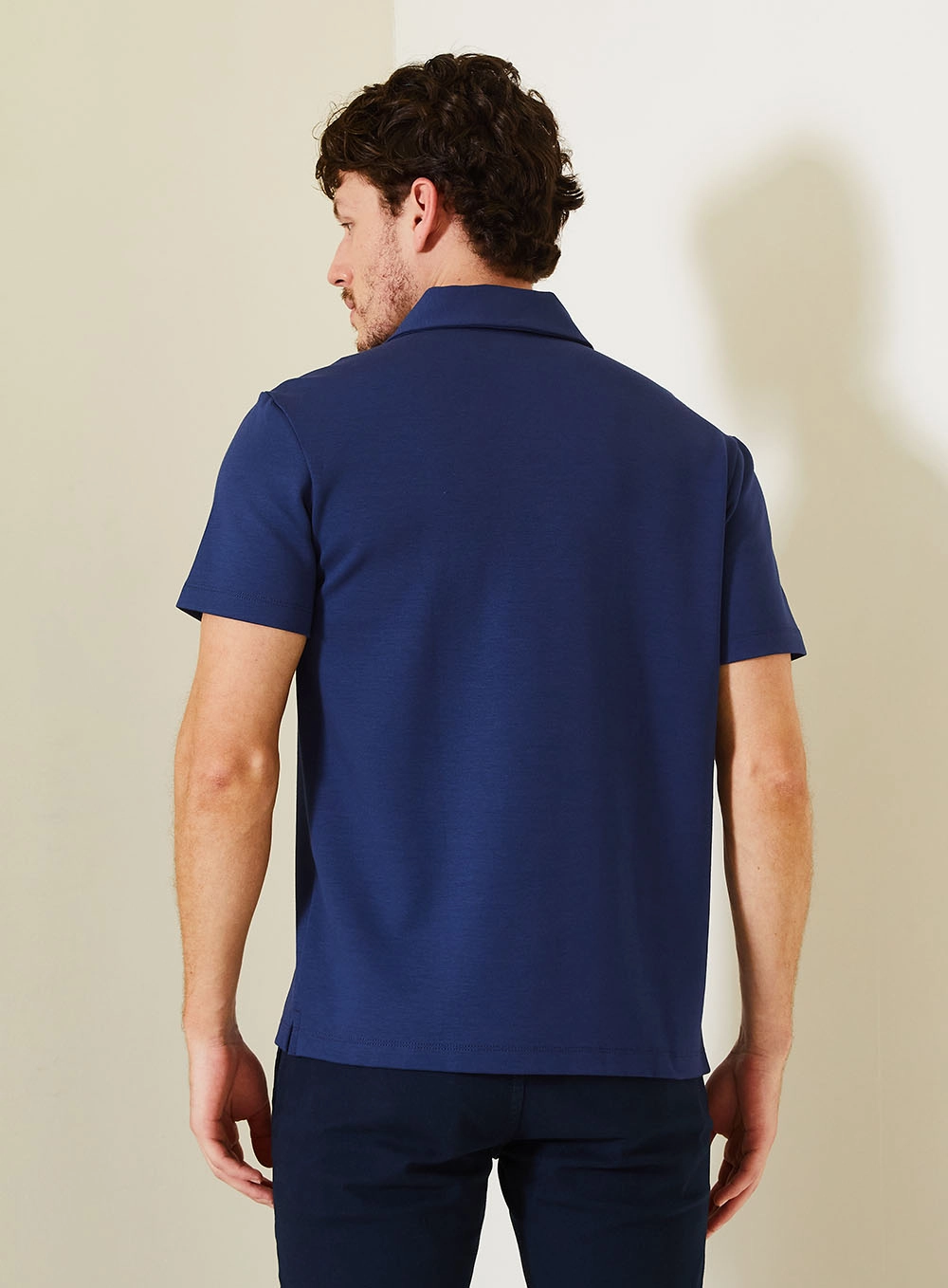 Polo Masculina New Com Detalhe Minimalista Azul 2