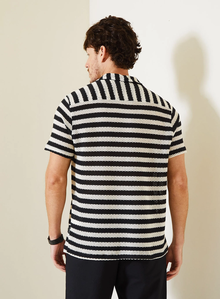 Camisa Masculina Regular Listrada Com Textura Estampados 2