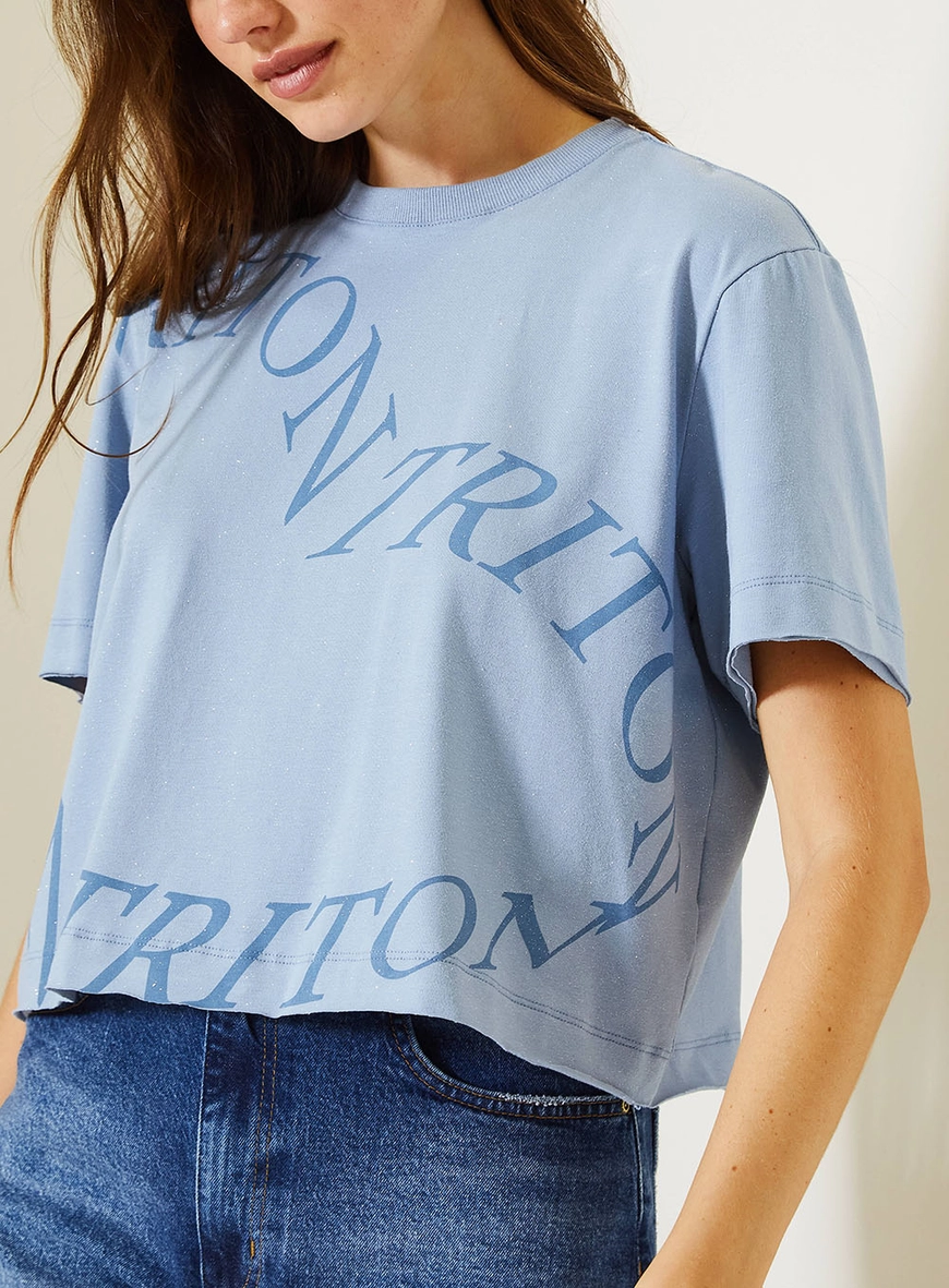 Camiseta Feminina Boy Com Detalhes Azul 4