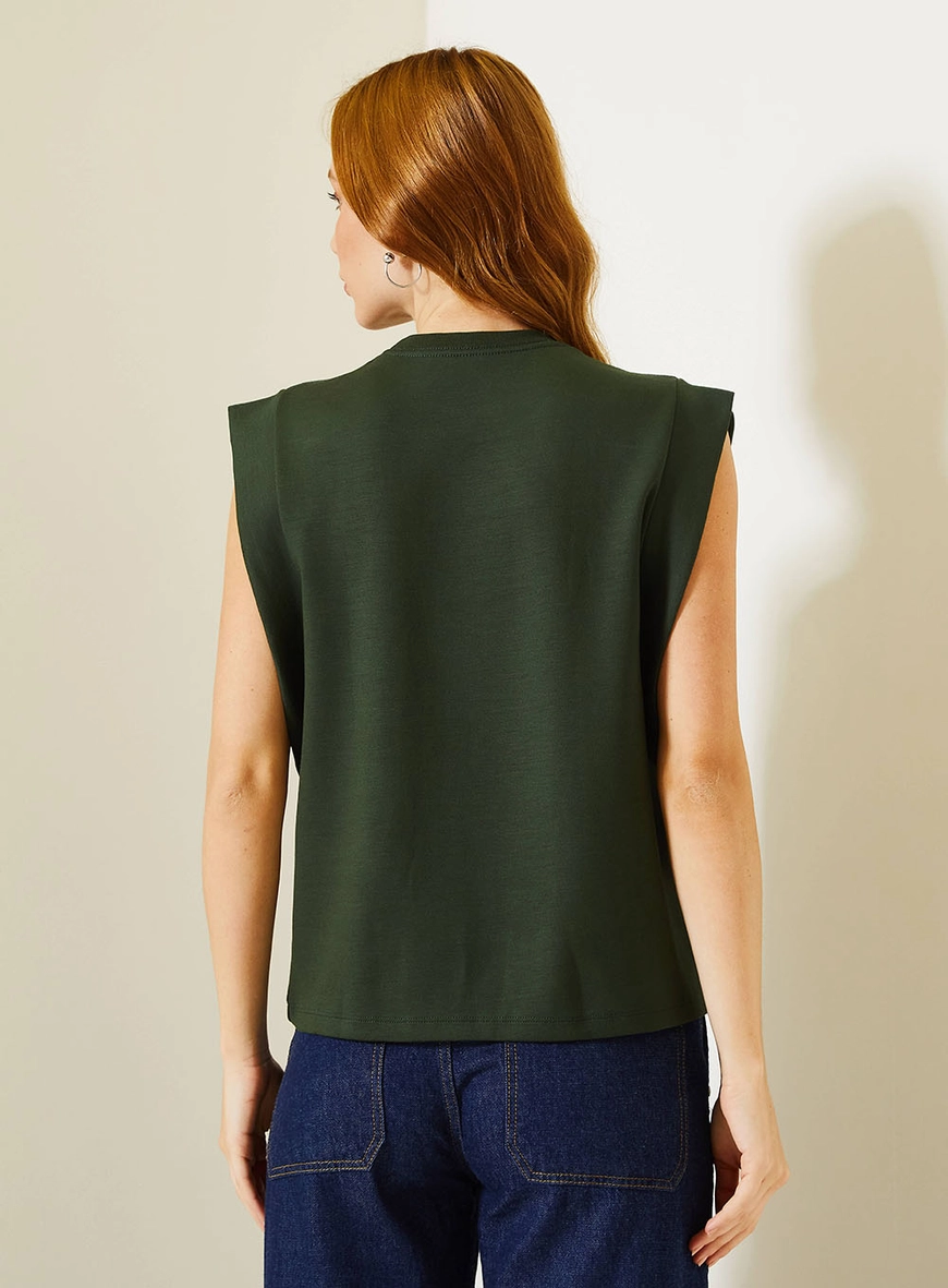 Camiseta Feminina Com Ombreira Estruturada Verde 3