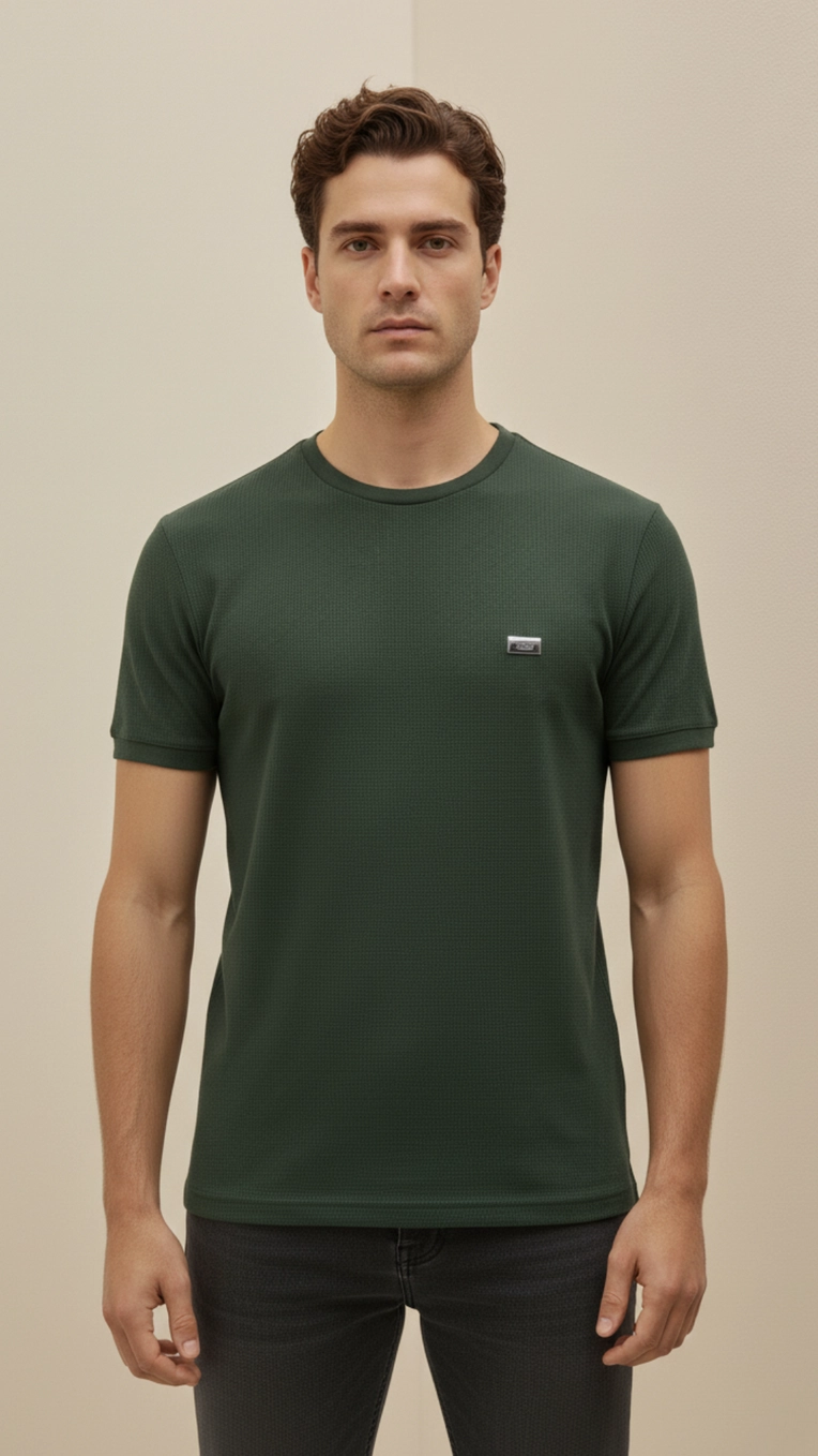 Camiseta Masculina Com Aplicação - Fit Verde 1