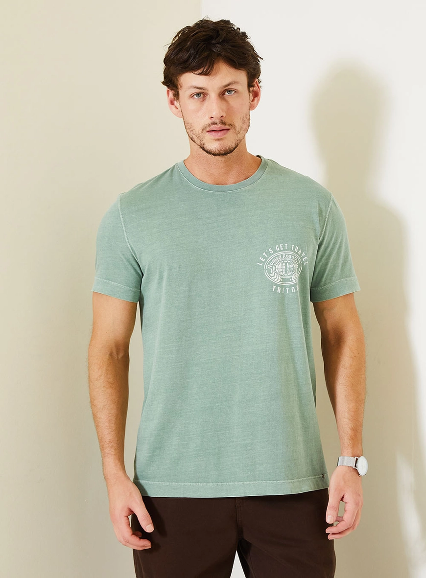 Camiseta New Masculina Com Estampa Localizada Verde 1