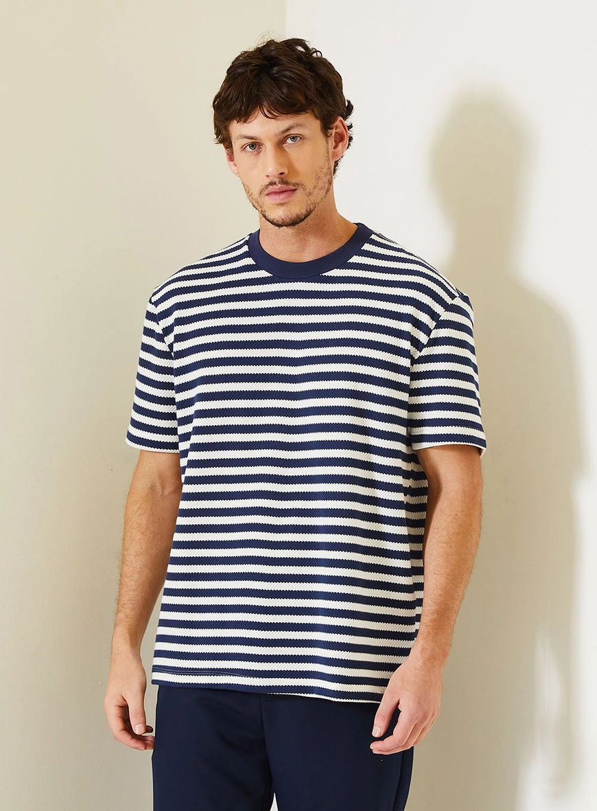 Camiseta Relaxed Estampada Com Gola Ribana Estampados 1