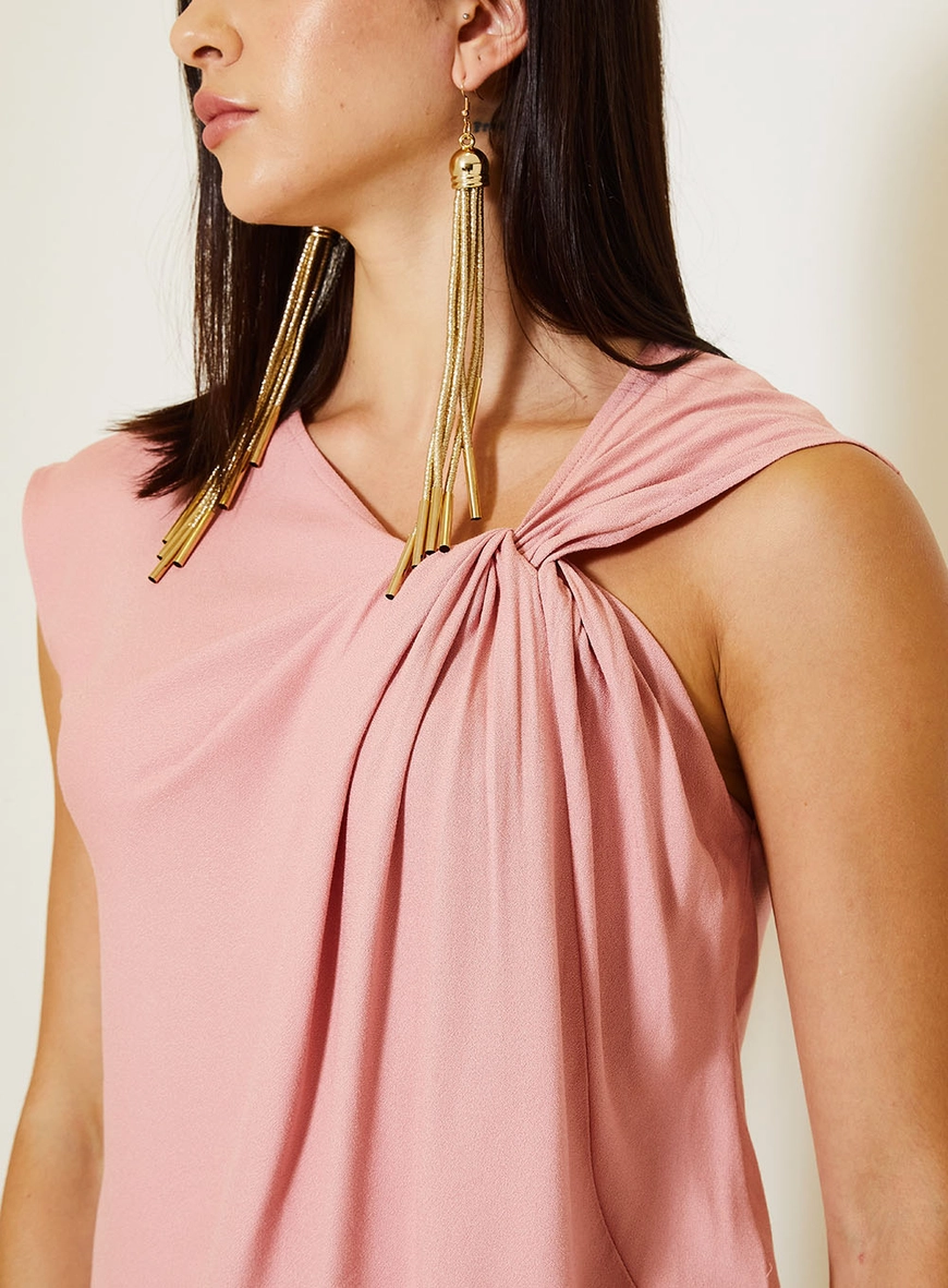 Blusa Comfort Com Torção No Ombro Rosa 4
