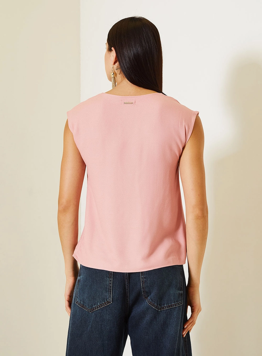 Blusa Comfort Com Torção No Ombro Rosa 2