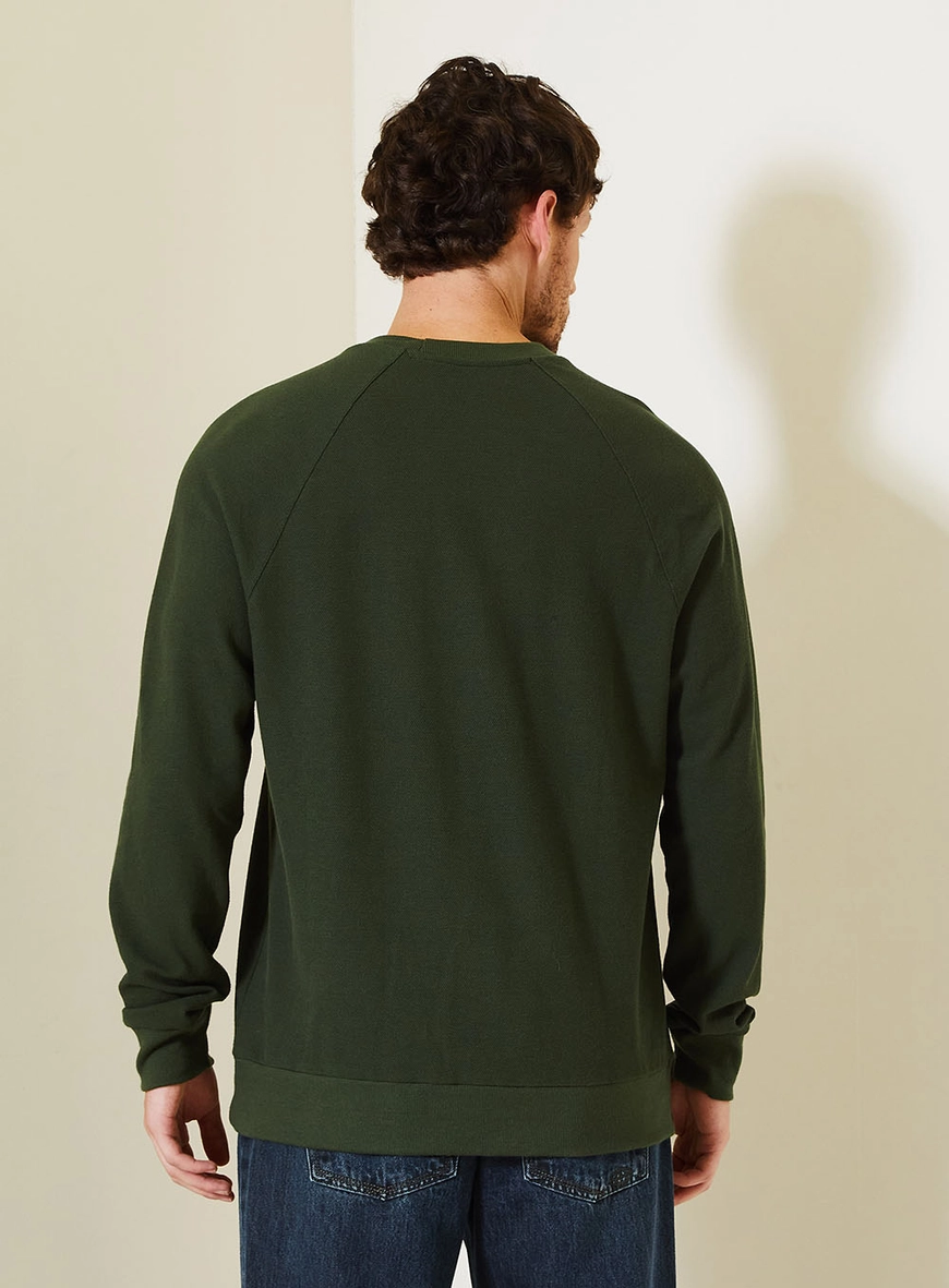 Blusão Fleece Masculino Com Manga Raglan Verde 3