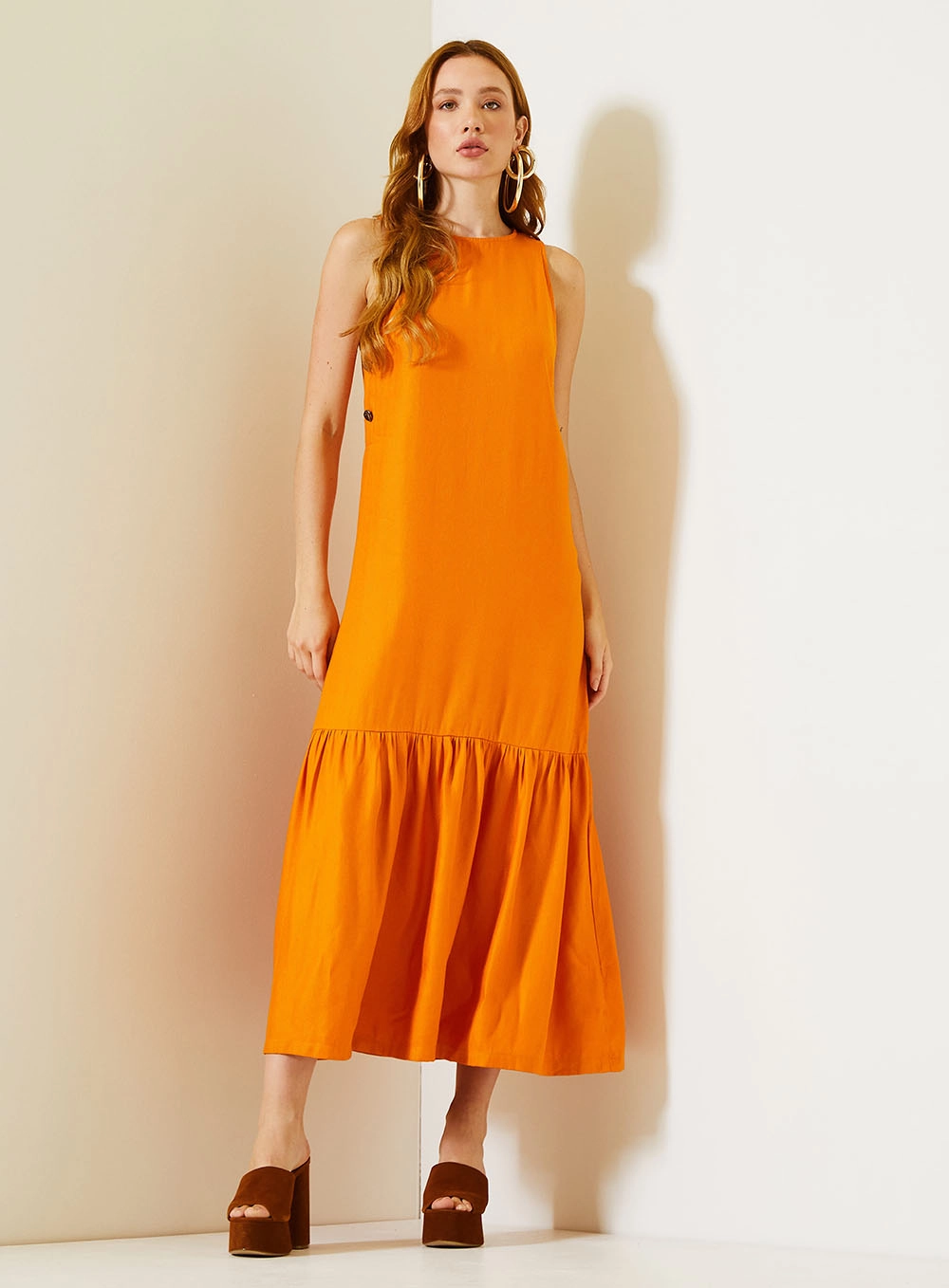 Vestido Midi Regata Comfort Laranja 1