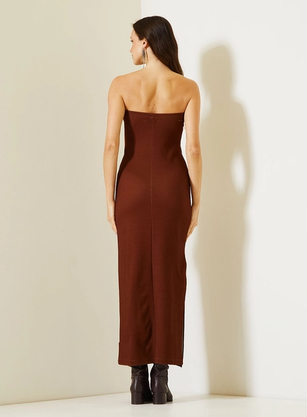 Vestido Midi Slim Estampado Com Fenda