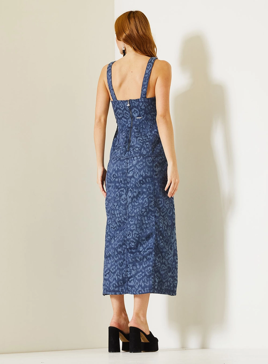 Vestido Jeans Estampado Com Decote V Estampados 4
