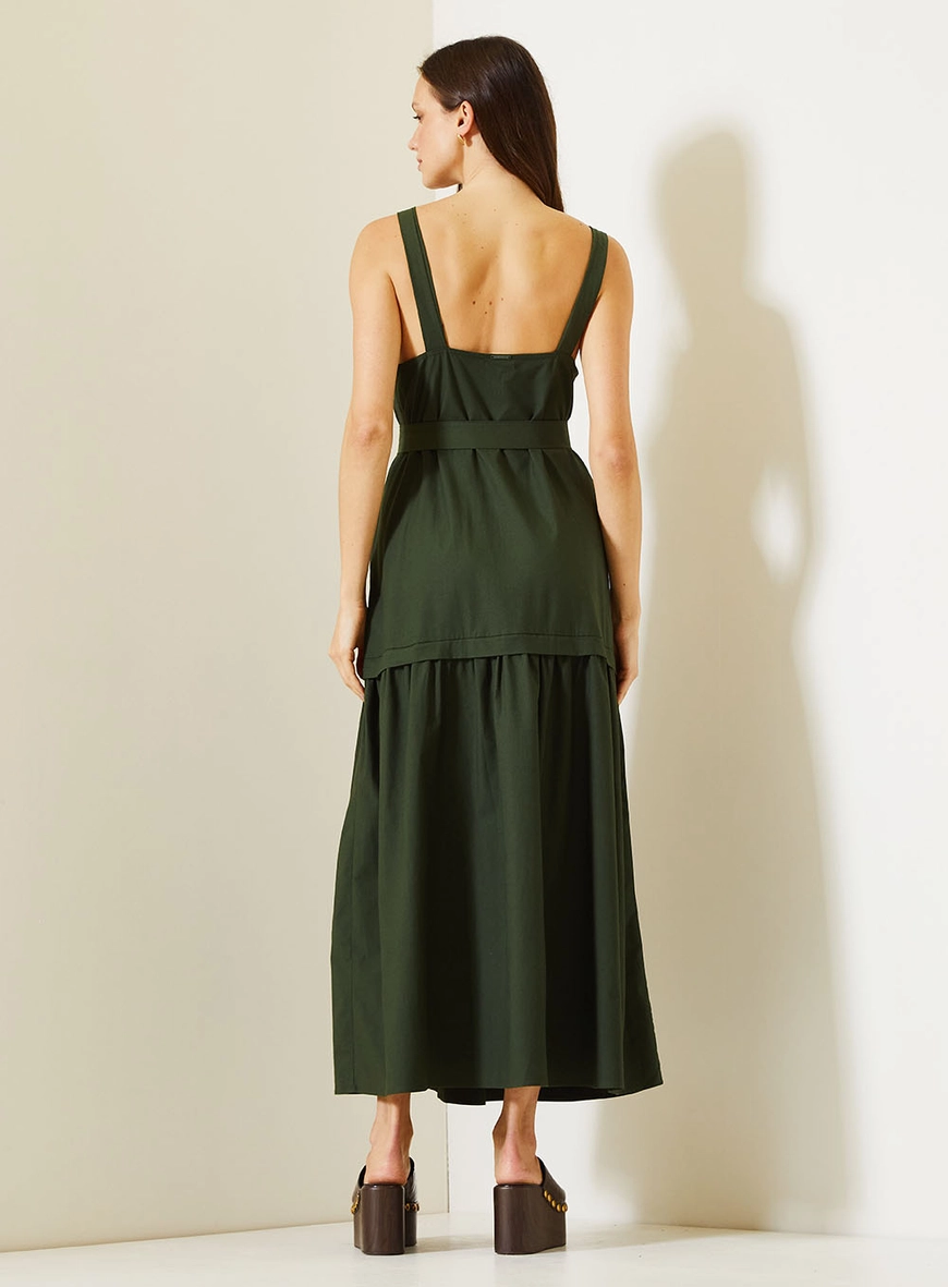 Vestido Longo Comfort Com Alças Largas Verde 4