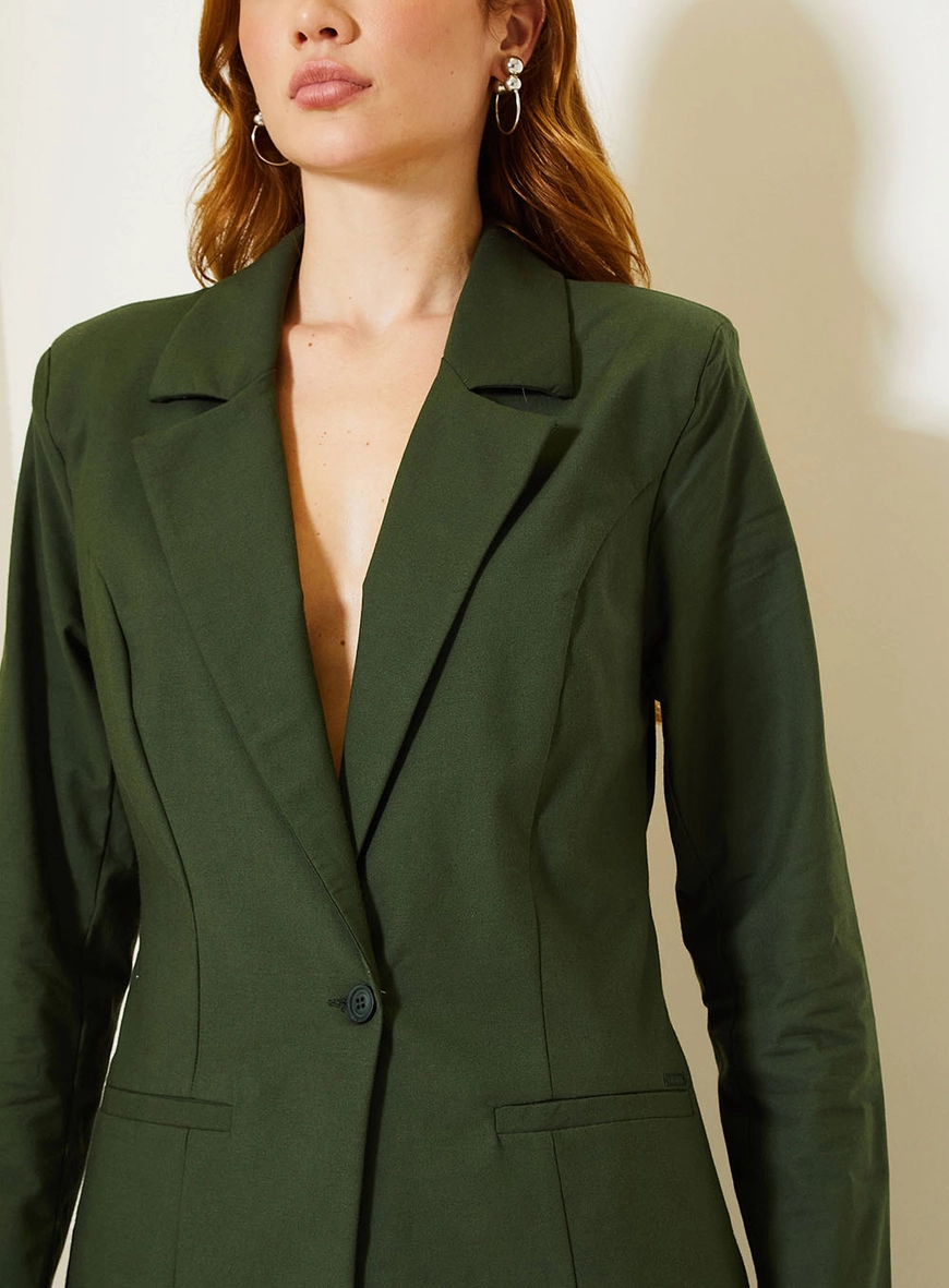 Blazer Feminino De Alfaiataria Acinturado Verde 4