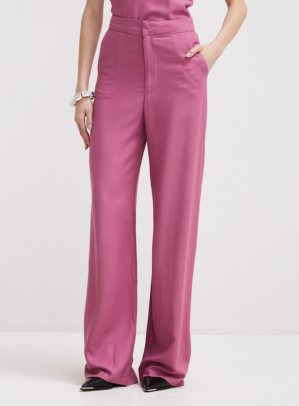 Calça Alfaiataria Feminina Reta Rosa 2