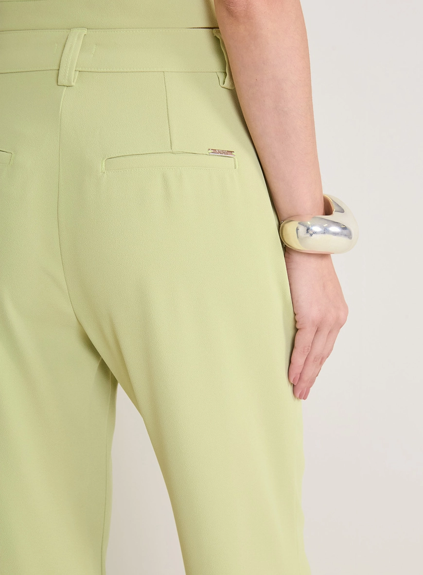 Calça Alfaiataria Feminina Reta Cintura Média Verde