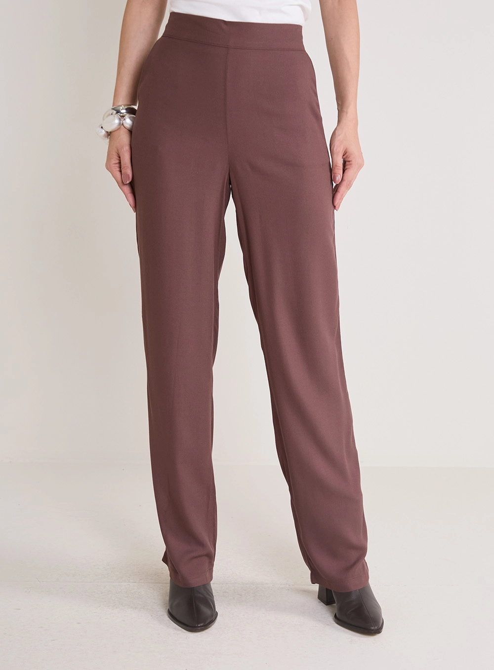 Calça Alfaiataria Feminina Cenoura Marrom 2
