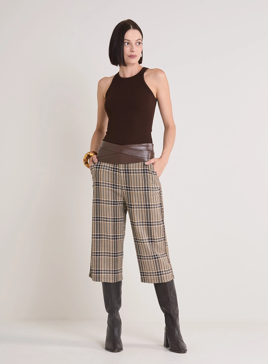 Bermuda Alfaiataria Feminina Xadrez Estampados