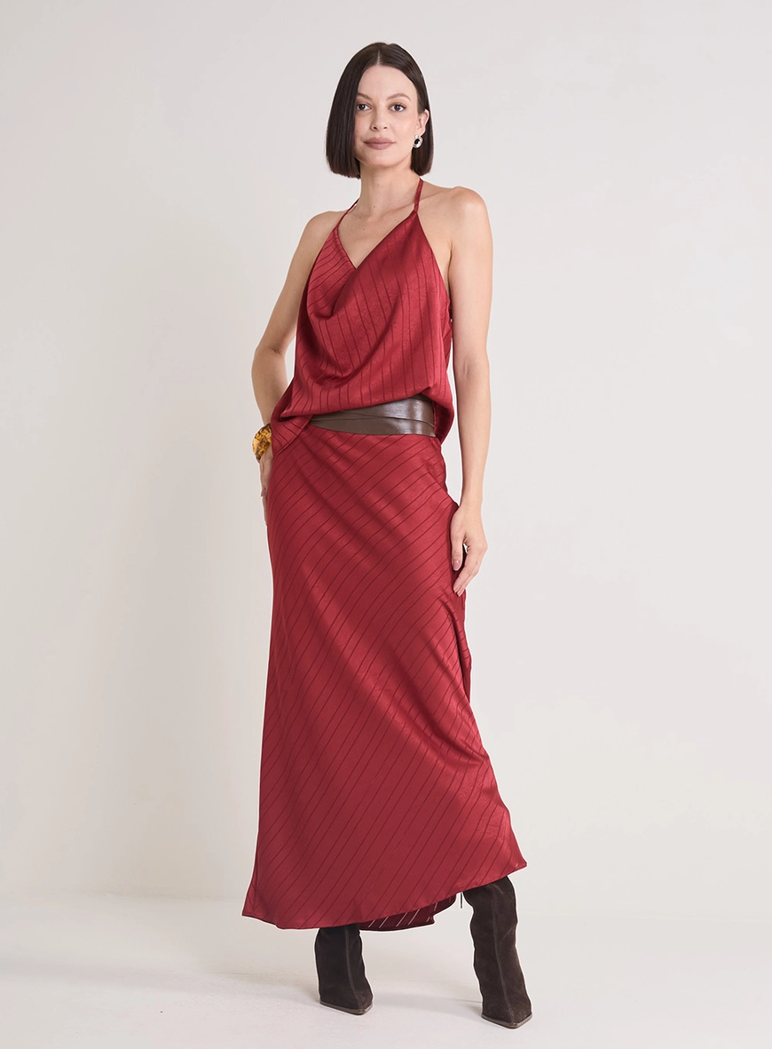 Saia Midi Enviesada Vermelho